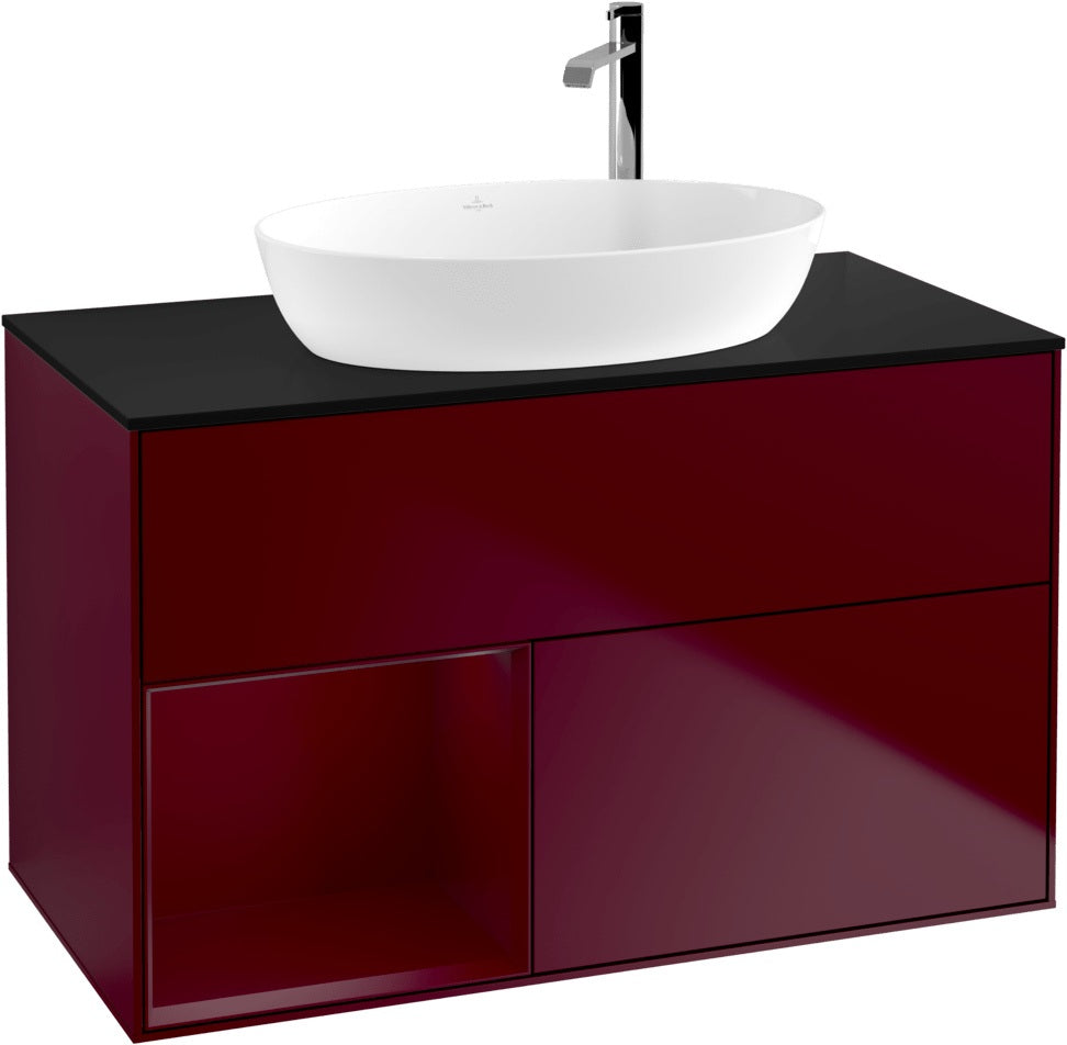 Villeroy & Boch Finion Waschbeckenunterschrank G892G 1000 mm Glossy White Lacquer mit Beleuchtung
