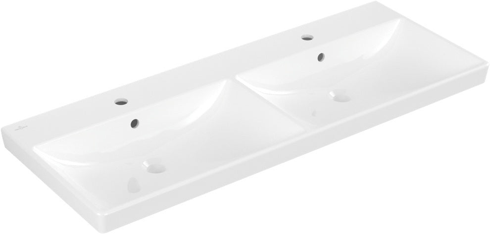 Villeroy & Boch Avento Doppelwaschtisch 1200 mm Weiß Alpin – Wandmontage, 2 Becken