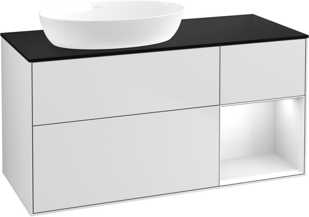 Villeroy & Boch Finion Waschtischunterschrank 1200 mm Glossy White Lacquer mit LED-Beleuchtung