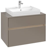 Villeroy & Boch Collaro Waschtischunterschrank 800 mm Truffle Grey mit LED-Beleuchtung und 2 Auszügen