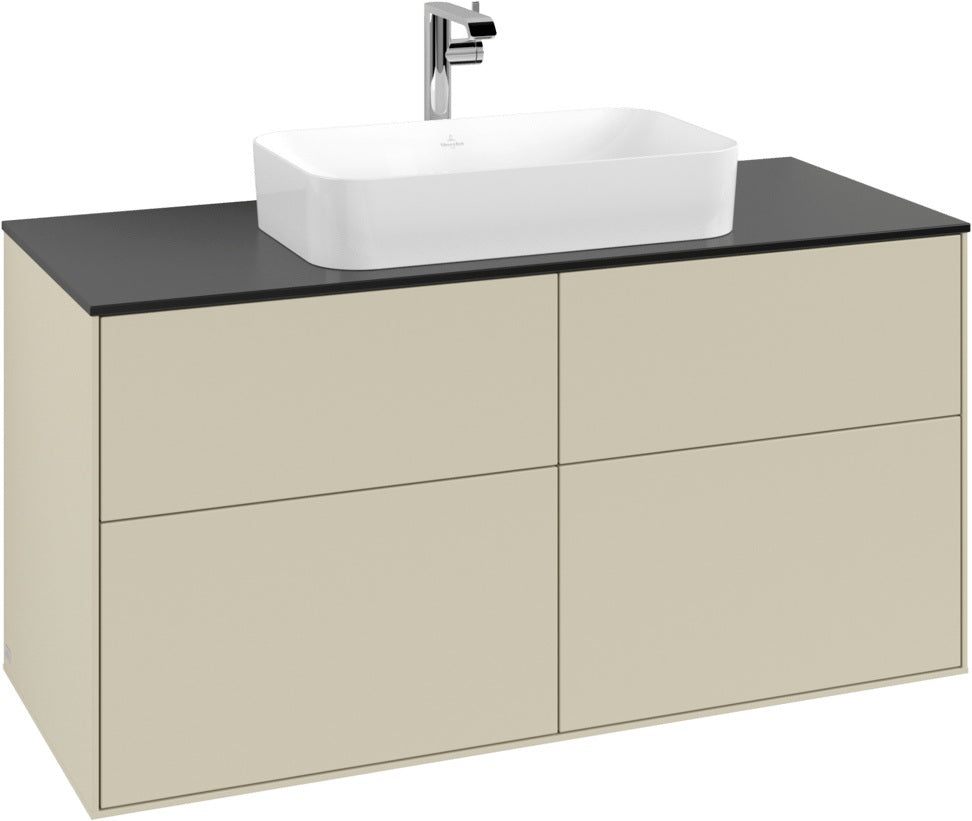 Villeroy & Boch Finion Waschtischunterschrank 1200 mm Anthracite Matt mit Glasabtrennungen und Push-to-open
