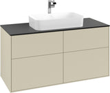 Villeroy & Boch Finion Waschtischunterschrank 1200 mm Anthracite Matt mit Glasabtrennungen und Push-to-open