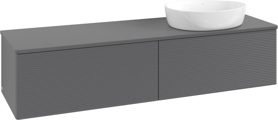 Villeroy & Boch Waschbeckenunterschrank Antao 1600 mm Anthrazit Matt Lack mit 2 Auszügen