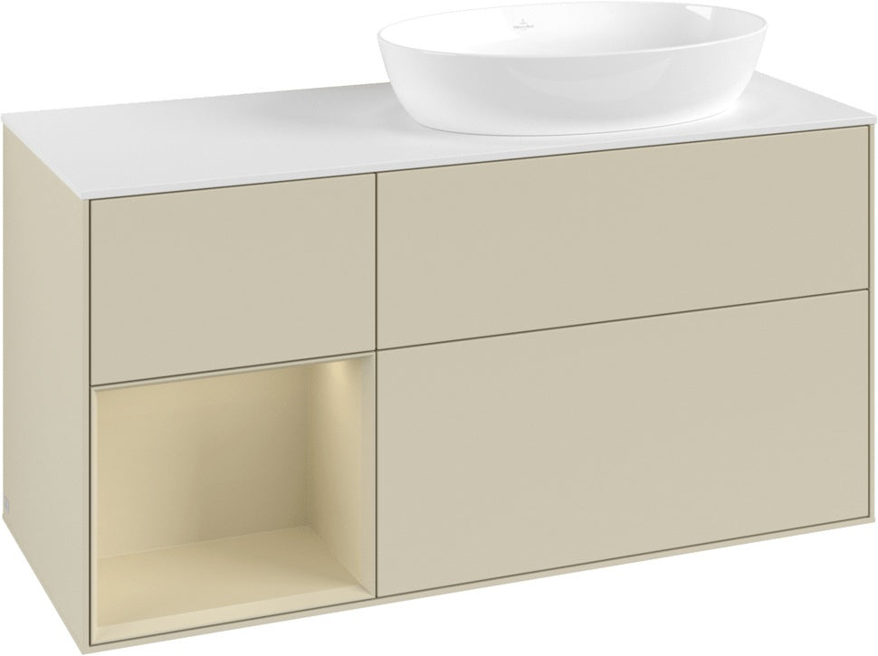 Villeroy & Boch Finion Waschtischunterschrank 1200 mm Glossy White Lacquer mit Beleuchtung