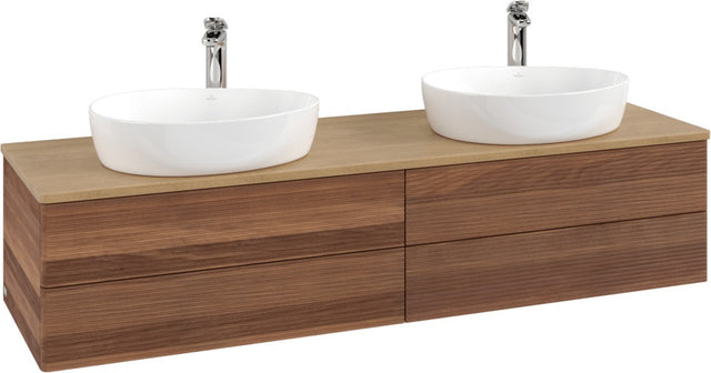 Villeroy & Boch Antao Waschtischunterschrank 1600 mm Warm Walnut mit 4 Auszügen und Beleuchtung