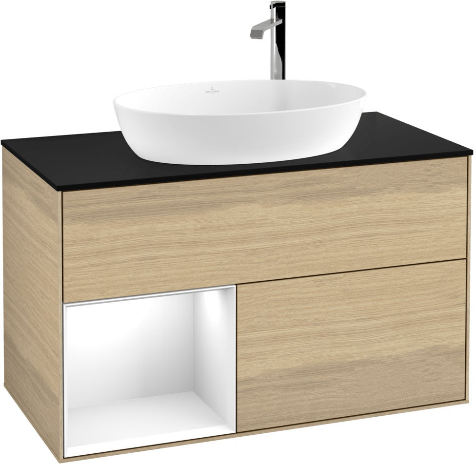 Villeroy & Boch Finion Waschbeckenunterschrank G892G 1000 mm Glossy White Lacquer mit Beleuchtung