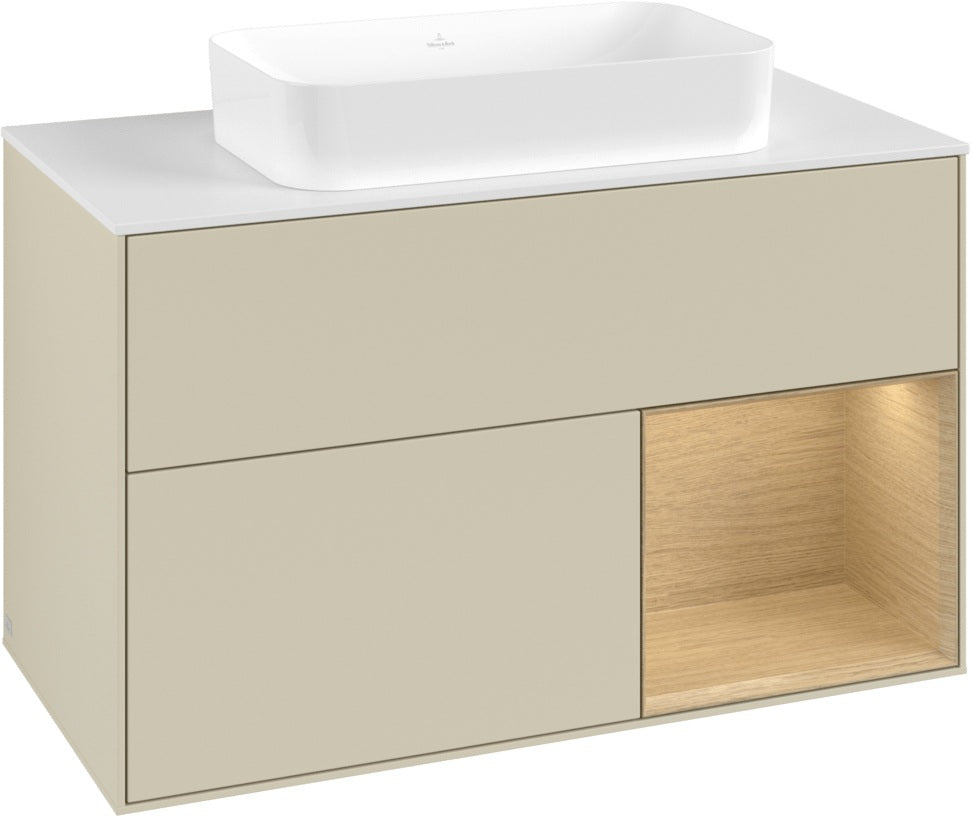 Villeroy & Boch Finion Waschtischunterschrank 1000 mm Glossy White Lacquer mit LED-Beleuchtung
