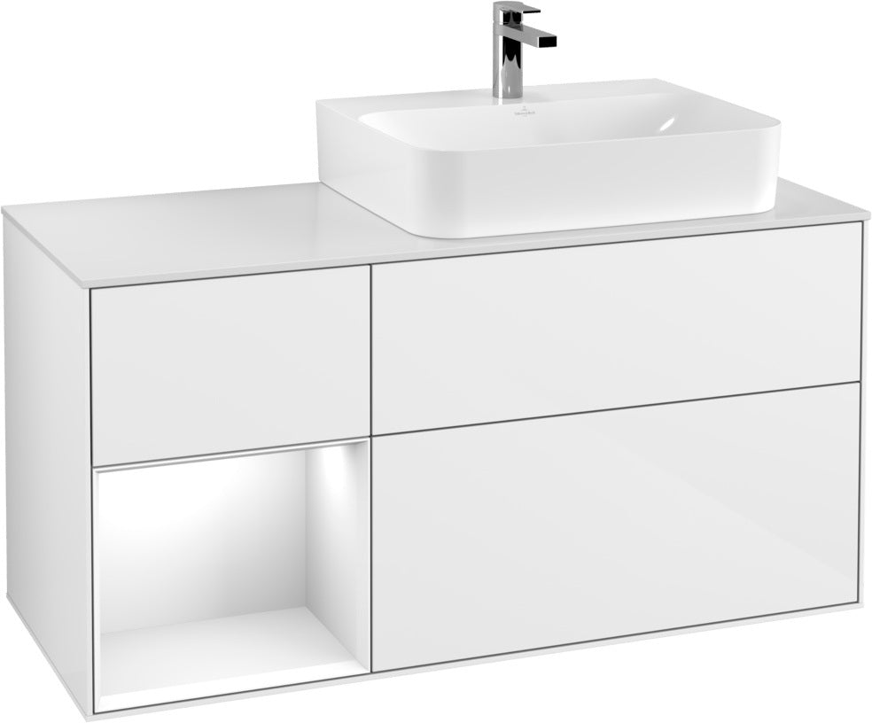 Villeroy & Boch Waschtischunterschrank Finion G141G 1200 mm Glossy White mit LED-Beleuchtung