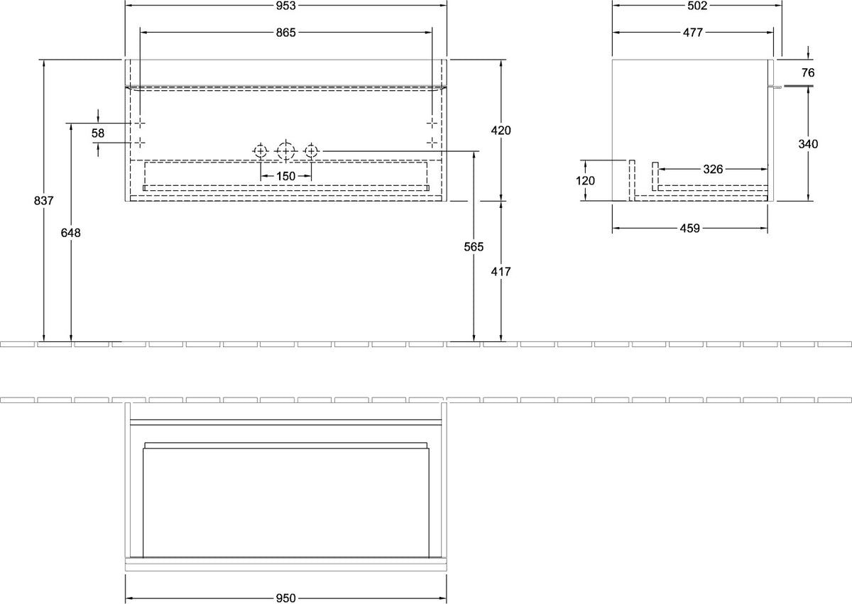 Villeroy & Boch Venticello Waschbeckenunterschrank 953 mm Glossy White – Wandhängend mit Auszug