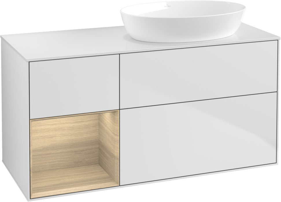Villeroy & Boch Finion Waschtischunterschrank 1200 mm Glossy White Lacquer mit Beleuchtung
