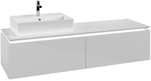 Villeroy & Boch Legato Waschtischunterschrank 1600 mm mit LED-Beleuchtung und 2 Auszügen, Glossy White