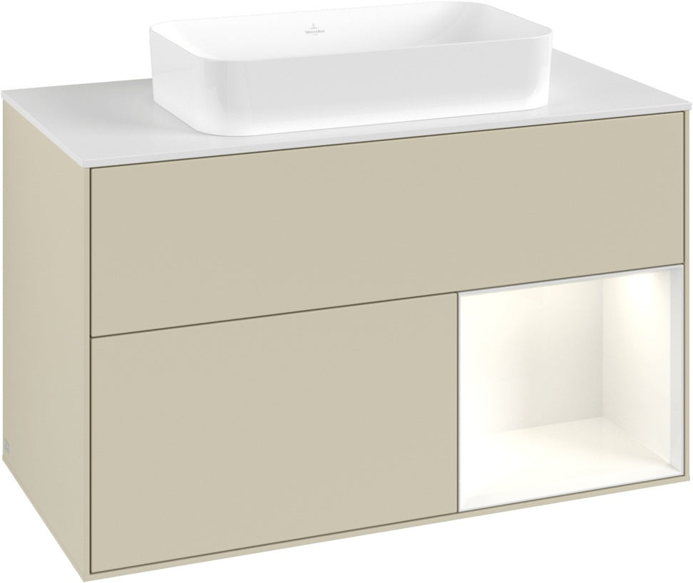 Villeroy & Boch Finion Waschtischunterschrank 1000 mm Glossy White Lacquer mit LED-Beleuchtung