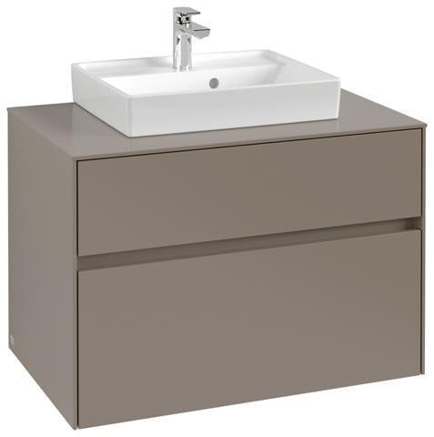 Villeroy & Boch Collaro Waschtischunterschrank 800 mm Soft Grey mit 2 Auszügen und Push-Open