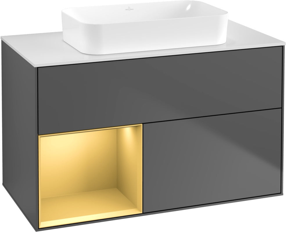 Villeroy & Boch Finion Waschtischunterschrank 1000 mm Glossy White Lacquer – mit LED-Beleuchtung & SoftClosing