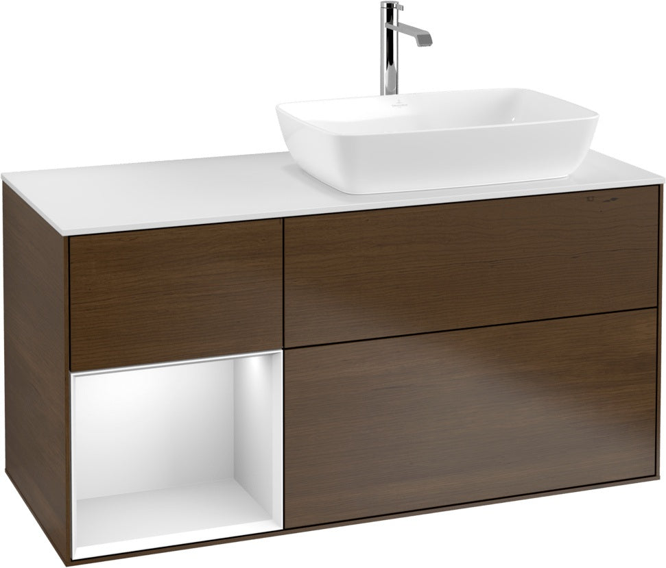 Villeroy & Boch Finion Waschbeckenunterschrank 1200 mm Glossy White Lacquer mit Beleuchtung