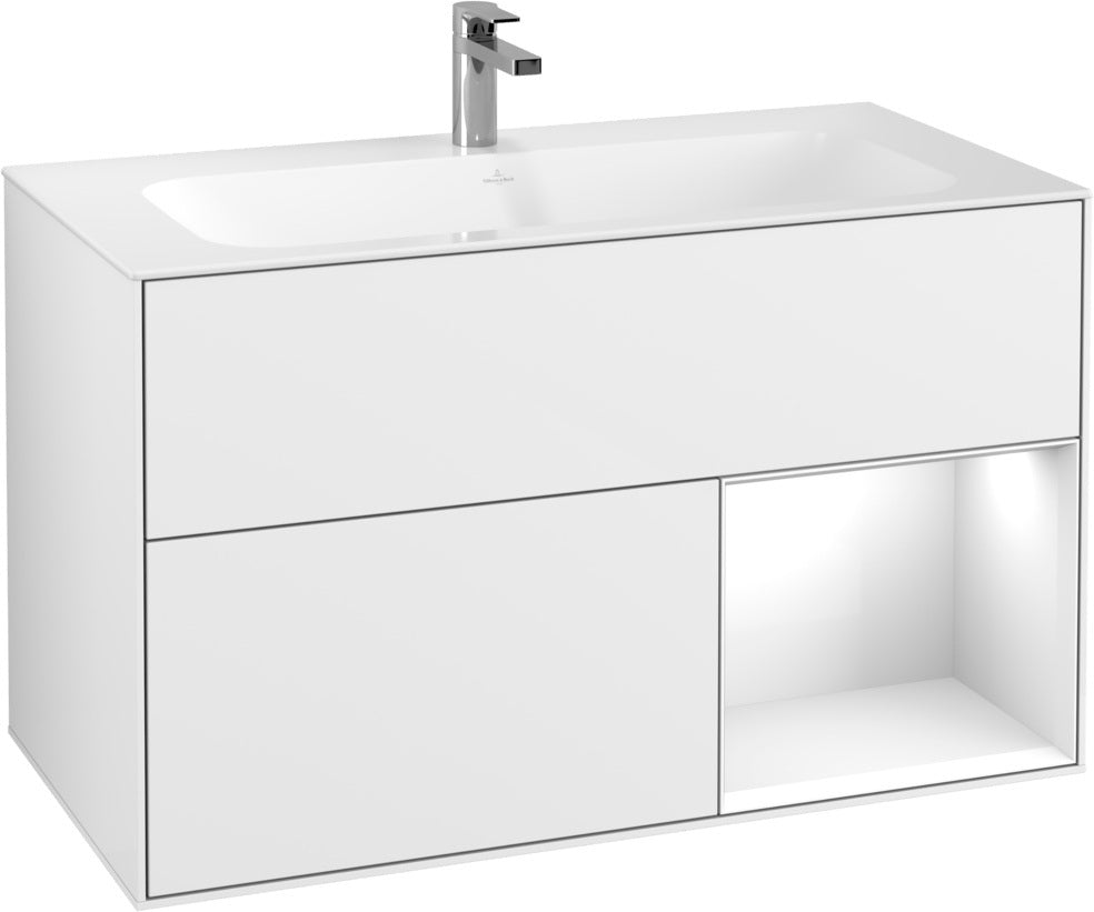 Villeroy & Boch Finion Waschtischunterschrank 996 mm Glossy White Lacquer mit LED-Beleuchtung
