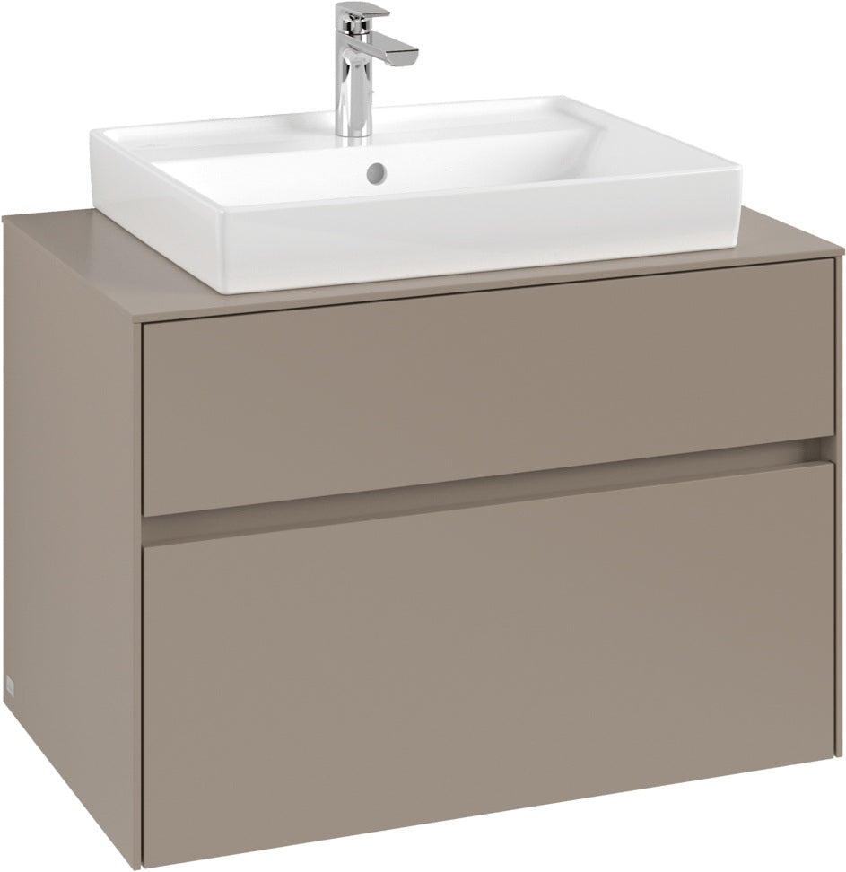 Villeroy & Boch Waschbeckenunterschrank Collaro C080 B0 800 mm Taupe mit Beleuchtung & SoftClosing