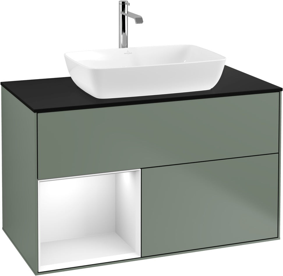 Villeroy & Boch Finion Waschbeckenunterschrank Glossy White mit Beleuchtung, 1000 mm
