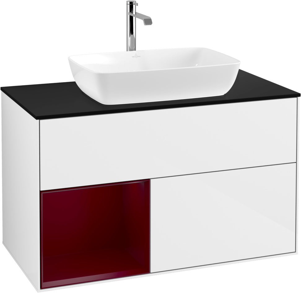 Villeroy & Boch Finion Waschbeckenunterschrank Glossy White mit Beleuchtung, 1000 mm