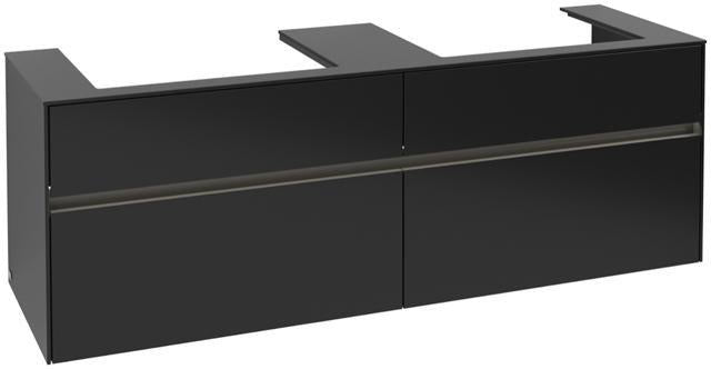 Villeroy & Boch Collaro Waschtischunterschrank 1600 mm mit LED-Beleuchtung und 4 Auszügen in Black Matt Lacquer
