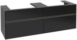Villeroy & Boch Collaro Waschtischunterschrank 1600 mm mit LED-Beleuchtung und 4 Auszügen in Black Matt Lacquer