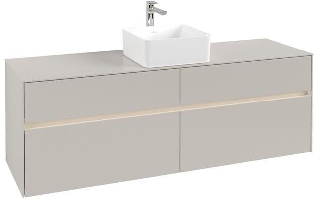 Villeroy & Boch Collaro Waschtischunterschrank 1600 mm mit LED-Beleuchtung und 4 Auszügen in Soft Grey