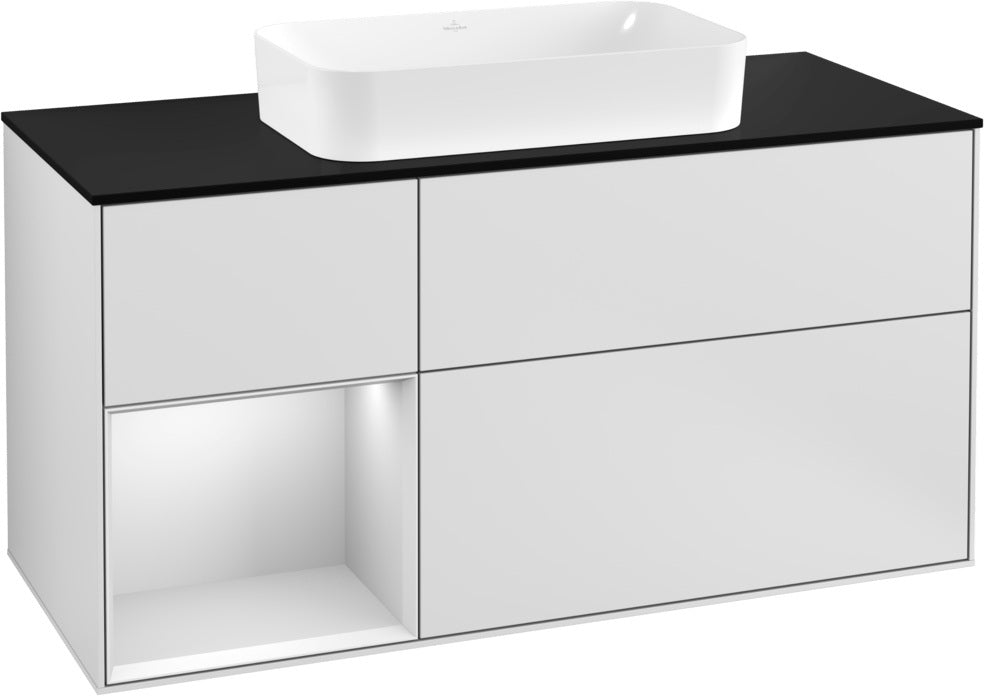 Villeroy & Boch Finion Waschtischunterschrank 1200 mm Glossy White Lacquer mit LED-Beleuchtung