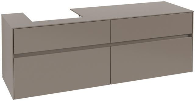 Villeroy & Boch Collaro Waschtischunterschrank 1600 mm Black Matt Lacquer, 4 Auszüge, Becken links