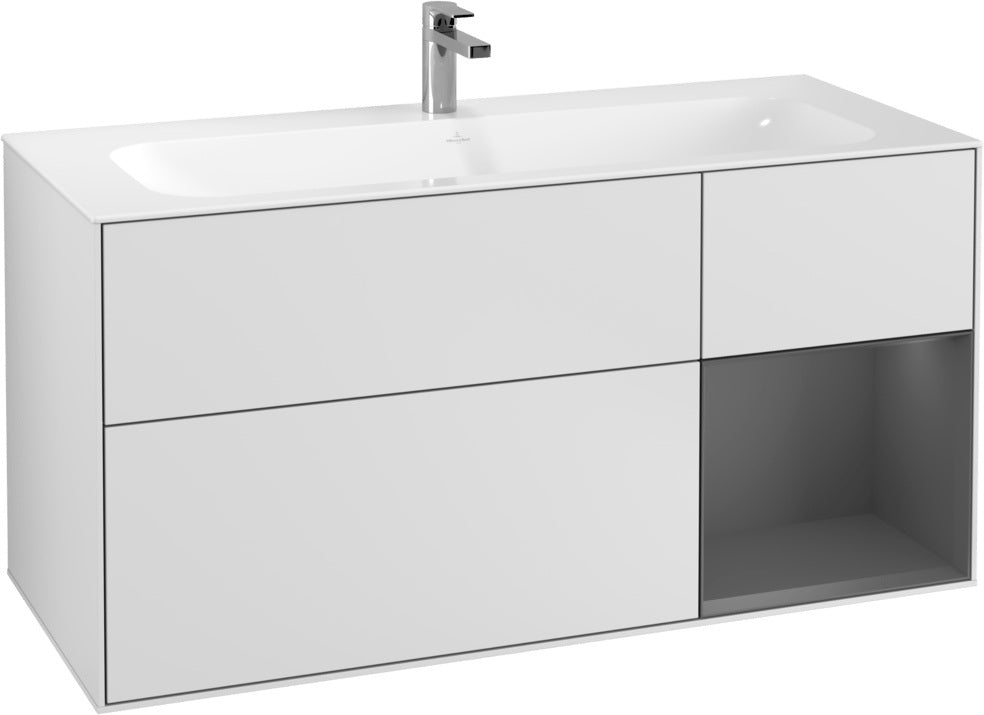 Villeroy & Boch Finion Waschbeckenunterschrank Glossy White Lacquer 1196 mm mit LED-Beleuchtung