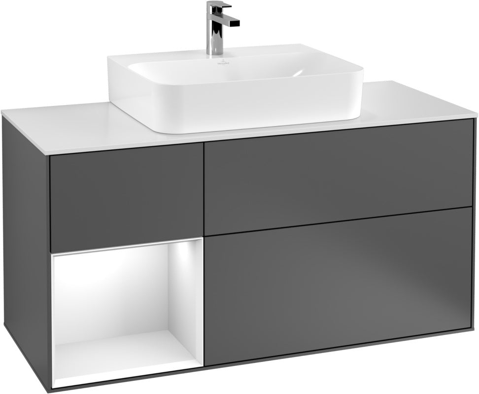 Villeroy & Boch Finion Waschtischunterschrank G161G 1200 mm Glossy White Lacquer mit LED-Beleuchtung