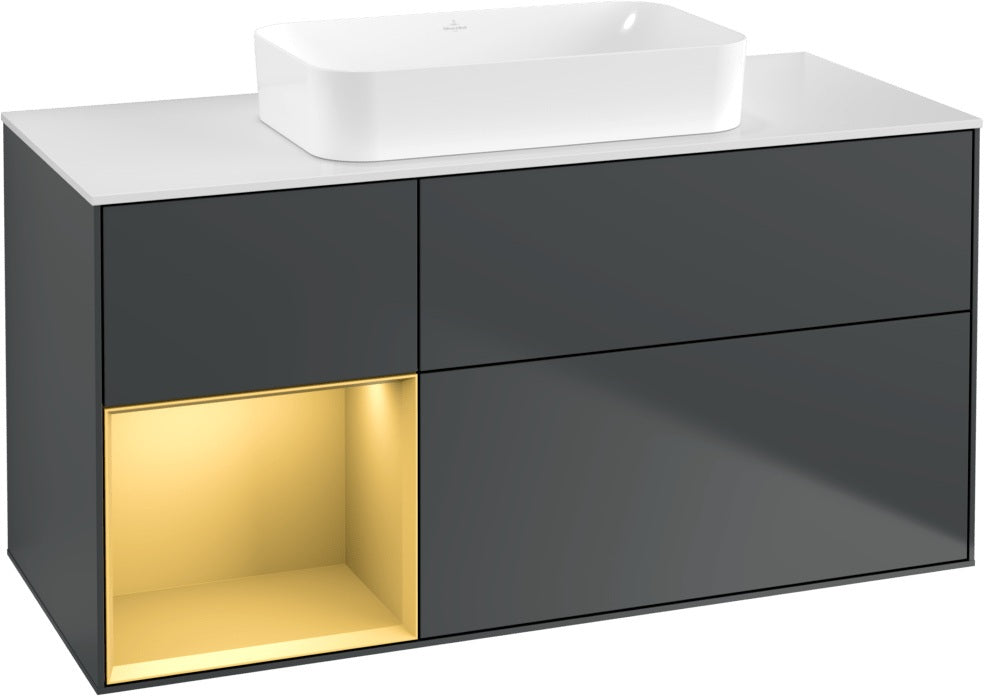 Villeroy & Boch Finion Waschbeckenunterschrank 1200 mm Walnut Veneer mit Beleuchtung