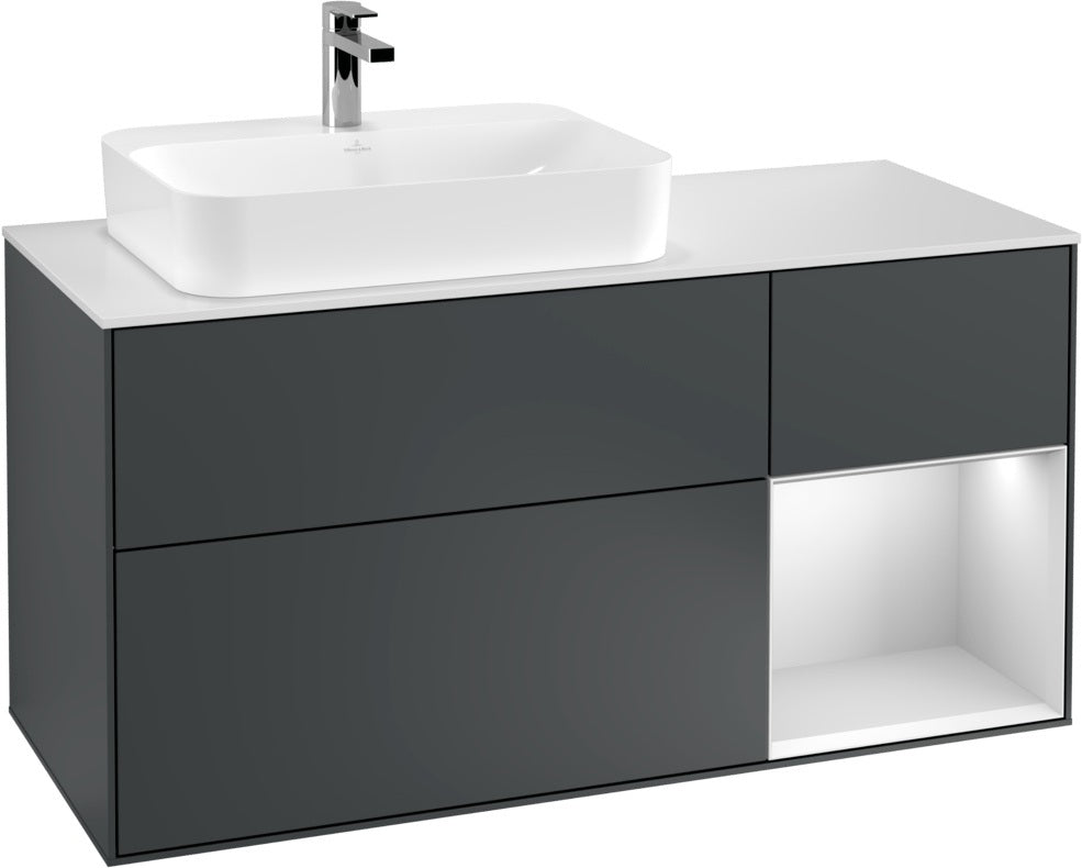 Villeroy & Boch Waschtischunterschrank Finion F401G 1200 mm Glossy White Lacquer mit Beleuchtung