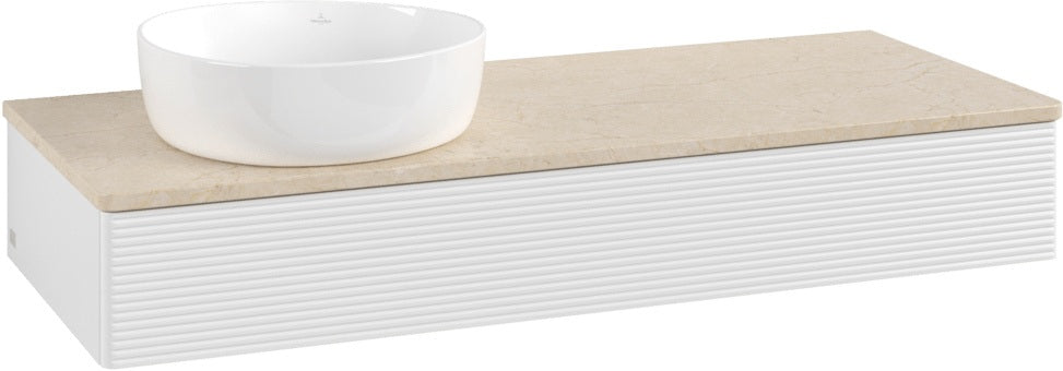 Villeroy & Boch Waschbeckenunterschrank Antao 1200 mm Glossy White Lacquer mit Marmor-Abdeckplatte