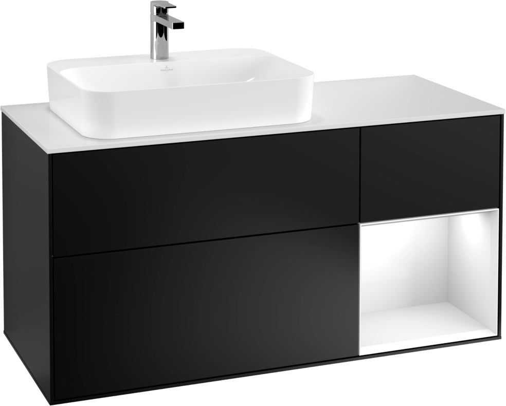 Villeroy & Boch Waschtischunterschrank Finion F401G 1200 mm Glossy White Lacquer mit Beleuchtung