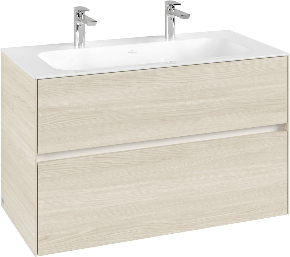 Villeroy & Boch Waschbeckenunterschrank Collaro C13900 in White Oak – 996 mm, 2 Auszüge, SoftClosing
