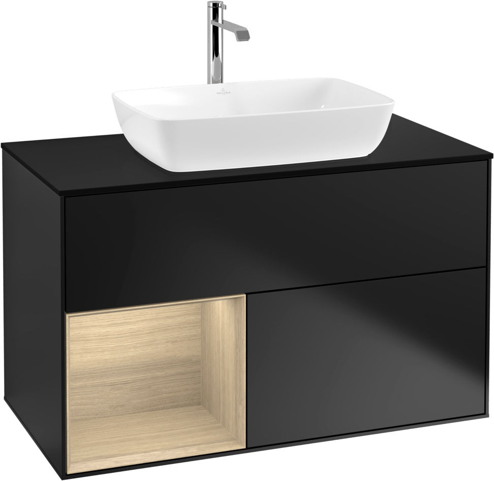 Villeroy & Boch Finion Waschbeckenunterschrank Glossy White mit Beleuchtung, 1000 mm
