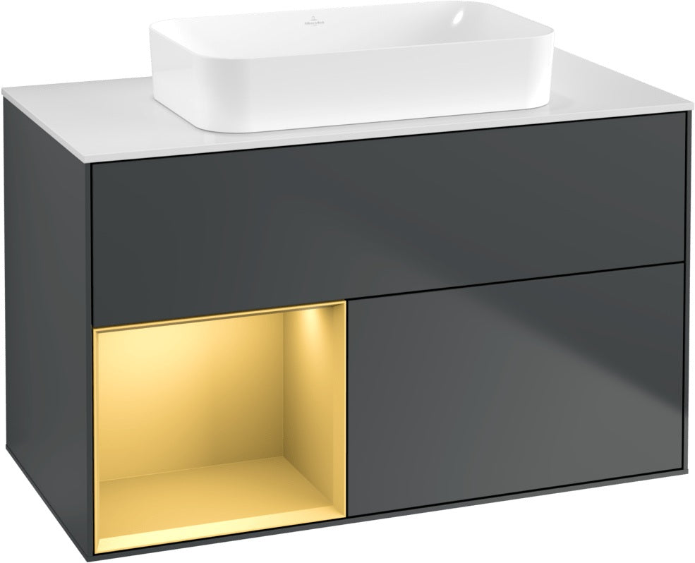 Villeroy & Boch Finion Waschtischunterschrank 1000 mm Glossy White Lacquer – mit LED-Beleuchtung & SoftClosing