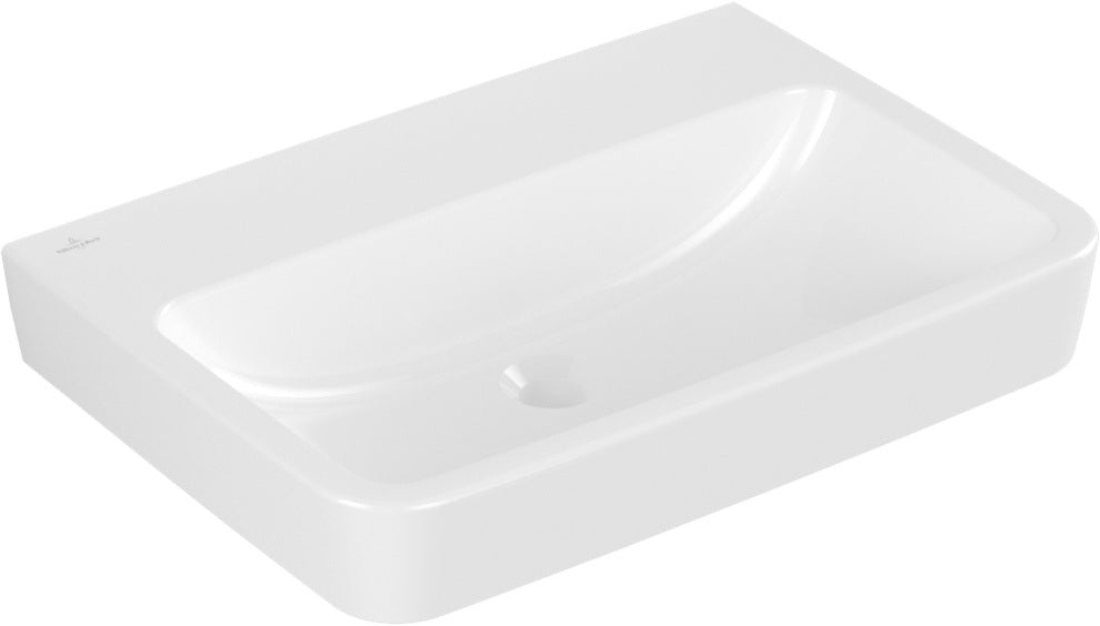 Villeroy & Boch O.novo Wandwaschbecken 650x460 mm Eckig Weiß Alpin – Ohne Hahnloch, Mit Überlauf