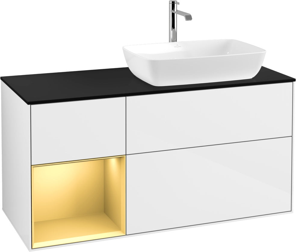 Villeroy & Boch Finion Waschtischunterschrank 1200 mm Glossy White Lacquer mit Beleuchtung