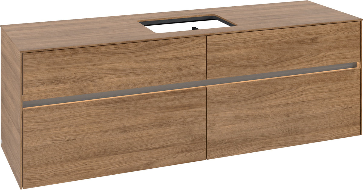Villeroy & Boch Waschtischunterschrank Collaro C120 B0 1600 mm Kansas Oak mit Beleuchtung