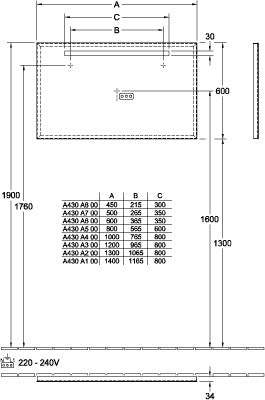 Villeroy & Boch Spiegel More To See One A430A1 1400x600 mm mit LED-Beleuchtung