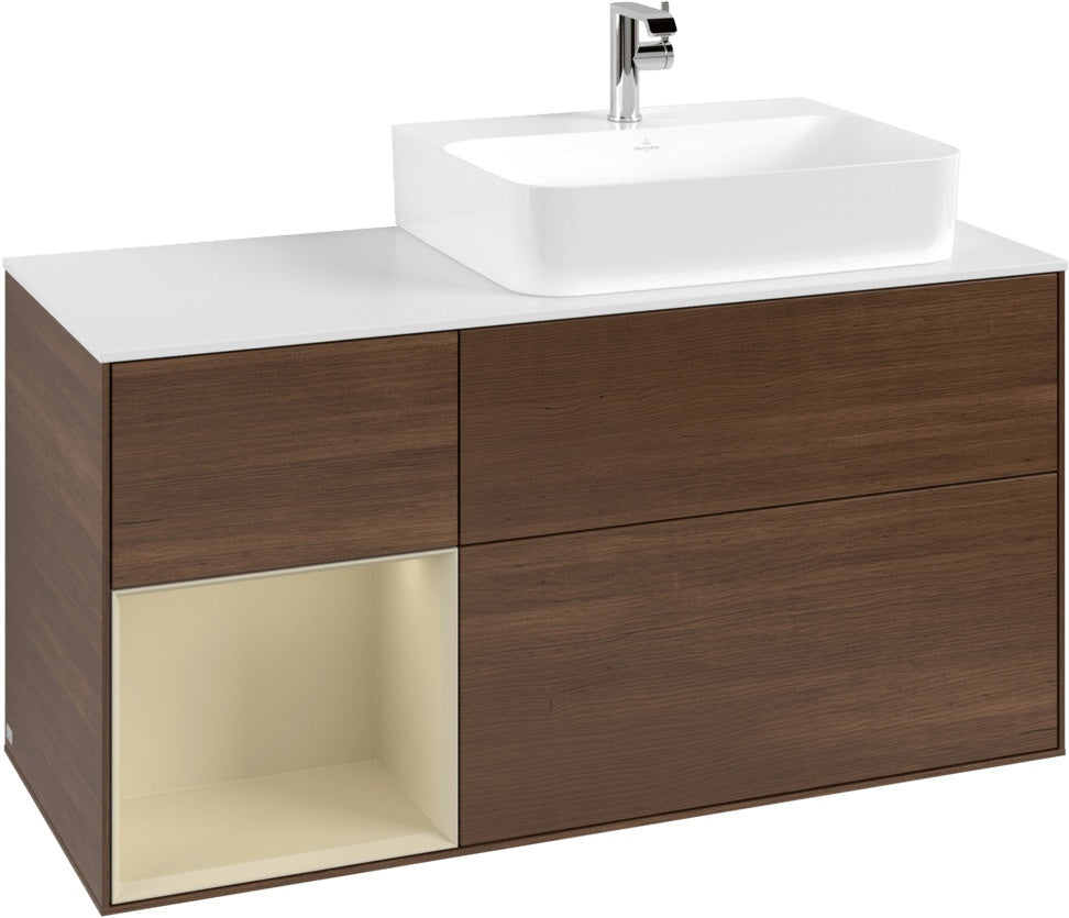 Villeroy & Boch Waschtischunterschrank Finion G141G 1200 mm Glossy White mit LED-Beleuchtung