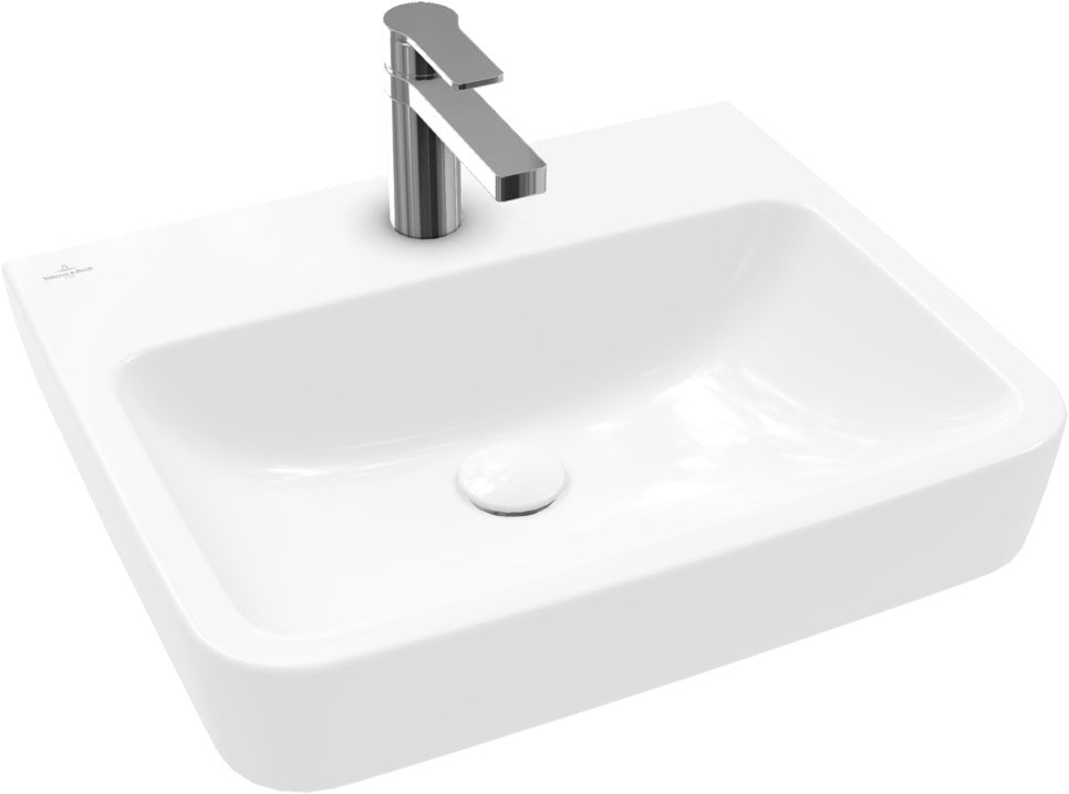 Villeroy & Boch O.novo Wandwaschbecken 550x460 mm Weiß Alpin – Eckige Sanitärkeramik mit Überlauf