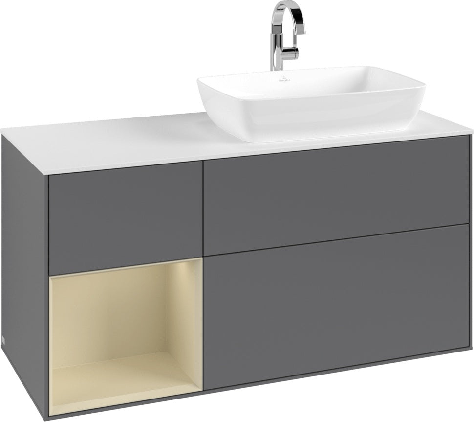 Villeroy & Boch Finion Waschbeckenunterschrank 1200 mm Glossy White Lacquer mit Beleuchtung