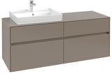 Villeroy & Boch Collaro Waschtischunterschrank 1400 mm Soft Grey mit 4 Auszügen und Becken links