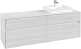 Villeroy & Boch Collaro Waschtischunterschrank 1600 mm Soft Grey, 4 Auszüge, Becken rechts