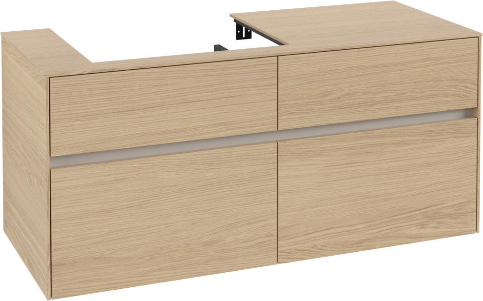 Villeroy & Boch Collaro Waschtischunterschrank 1200 mm, 4 Auszüge, Soft Grey, Becken links