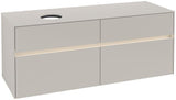 Villeroy & Boch Collaro Waschtischunterschrank 1400 mm mit LED-Beleuchtung und 4 Auszügen, White Wood