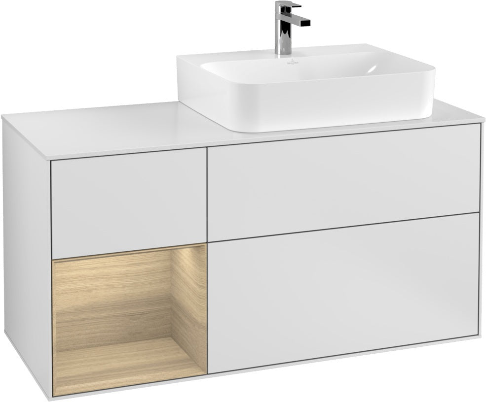 Villeroy & Boch Waschtischunterschrank Finion G141G 1200 mm Glossy White mit LED-Beleuchtung