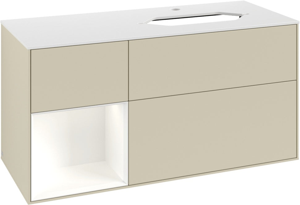 Villeroy & Boch Finion Waschtischunterschrank 1200 mm Glossy White Lacquer mit LED-Beleuchtung